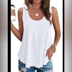White Eyelet Sleeveless Top